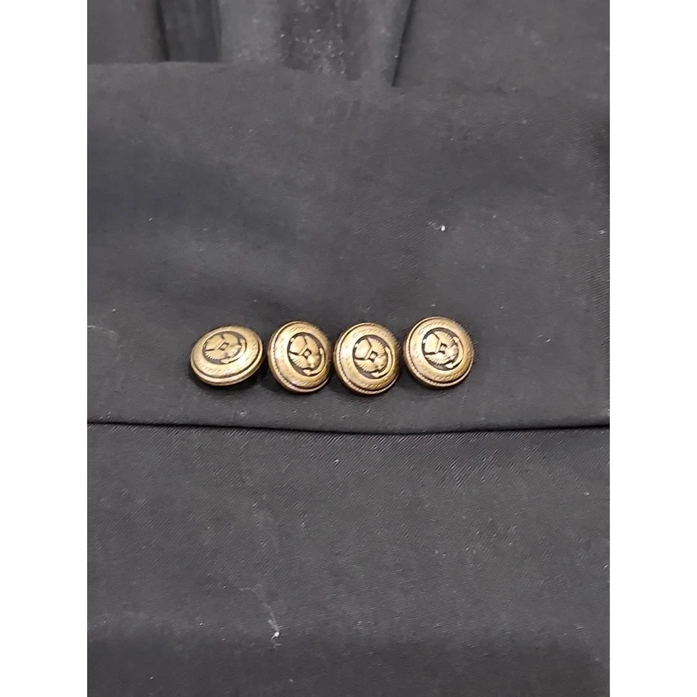 Jos A Bank 44R Metal Button Blazer Eagle Crown Black Sport Coat Wool Suit Jacket